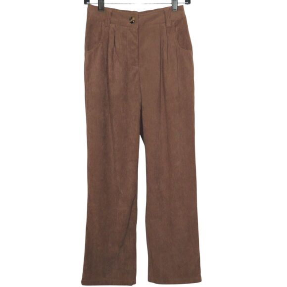 Halara Acorn Brown Corduroy Pleated Zip Up Pants With Pockets Size XS - Picture 3 of 9